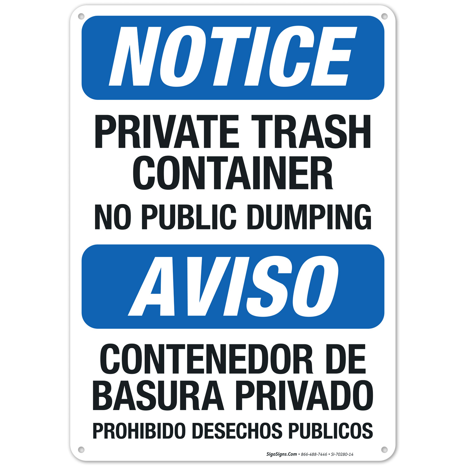 Bilingual Attention Put Garbage Bags in Garbage Bins Sign, SKU: K-0808